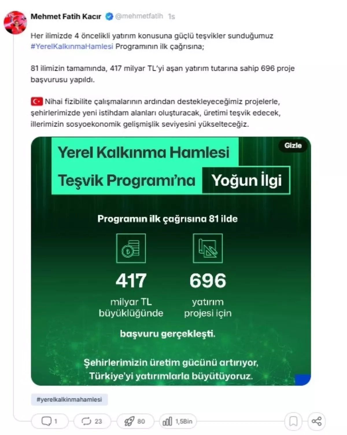 yerel kalkinma hamlesine 696 proje basvurusu kyBSWCYD